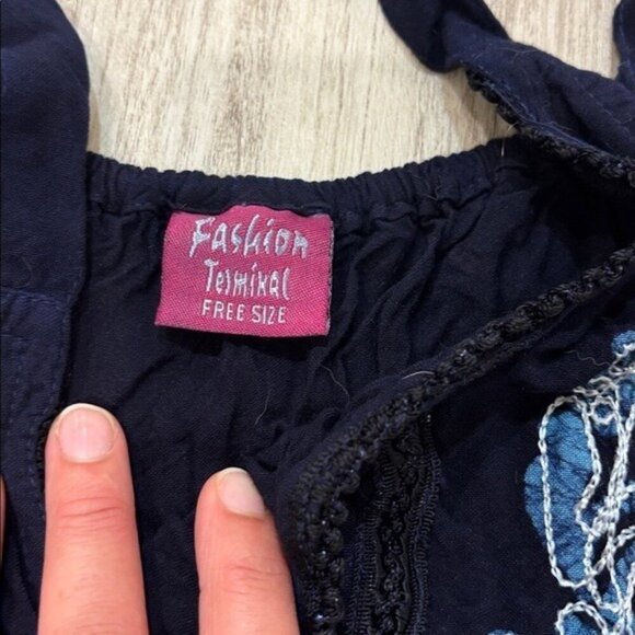 Fashion Terminal navy  Boho fairy gothic grindie shirt dress size medium - Picture 4 of 7